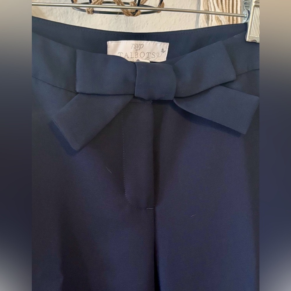 Talbots RSVP Bow-Front Ankle Pants in Navy Women’s Size 4P - Picture 3 of 7